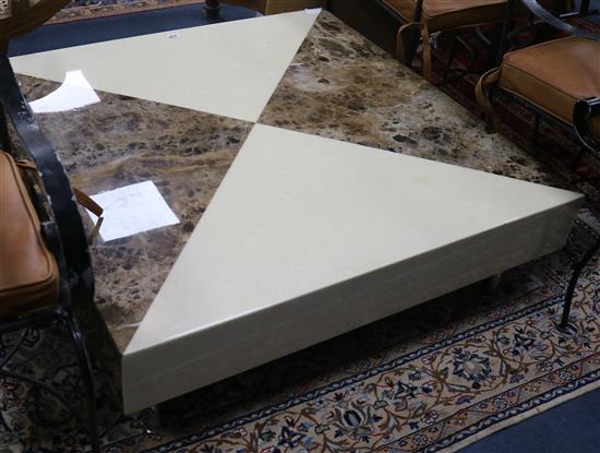 A marble and chrome coffee table W.104cm